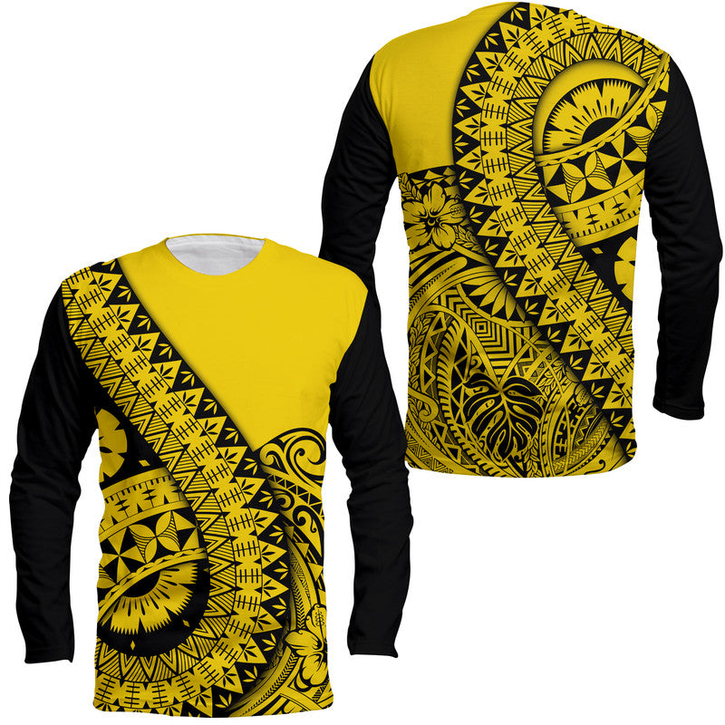 Polynesian Masi Kesa No2 Gold Style Long Sleeve Shirt - Wonder Print Shop