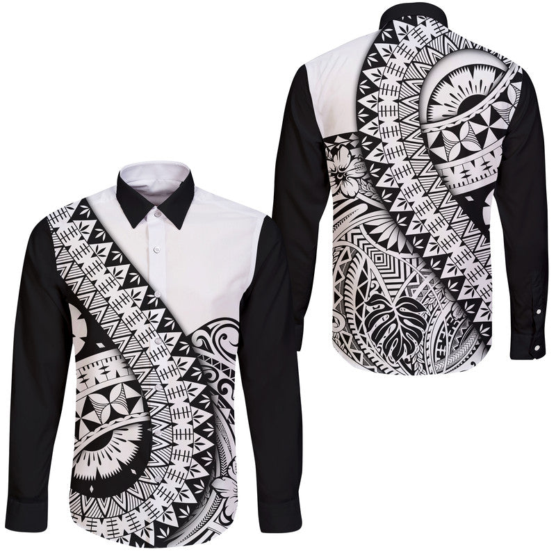 Polynesian Masi Kesa No2 Black Style Hawaii Long Sleeve Button Shirt - Wonder Print Shop