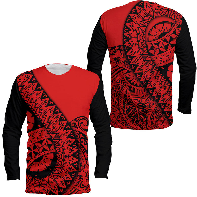 Polynesian Masi Kesa No2 Red Style Long Sleeve Shirt - Wonder Print Shop