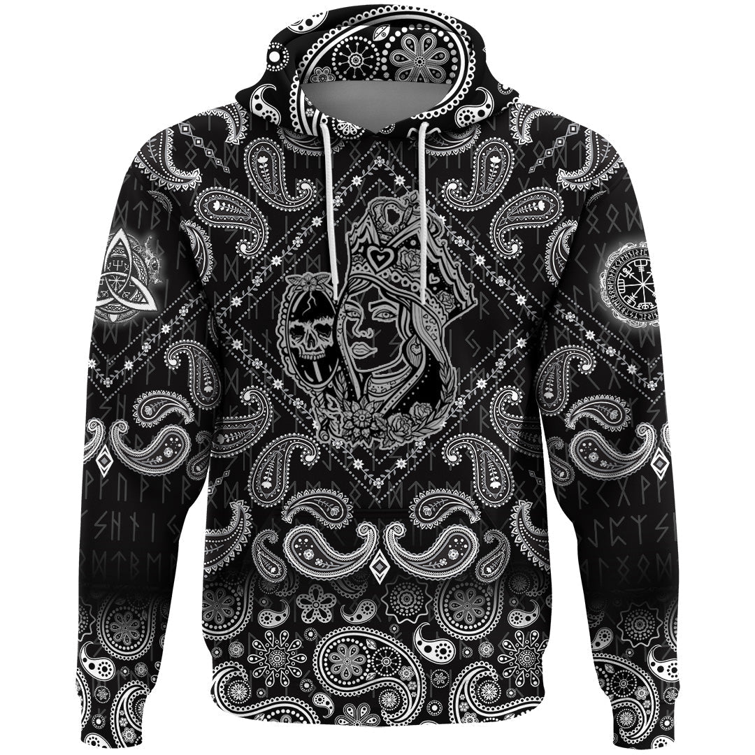 Viking Hoodie Medieval Castle Queen with Bandana Paisley Style RLT12 - Wonder Print Shop