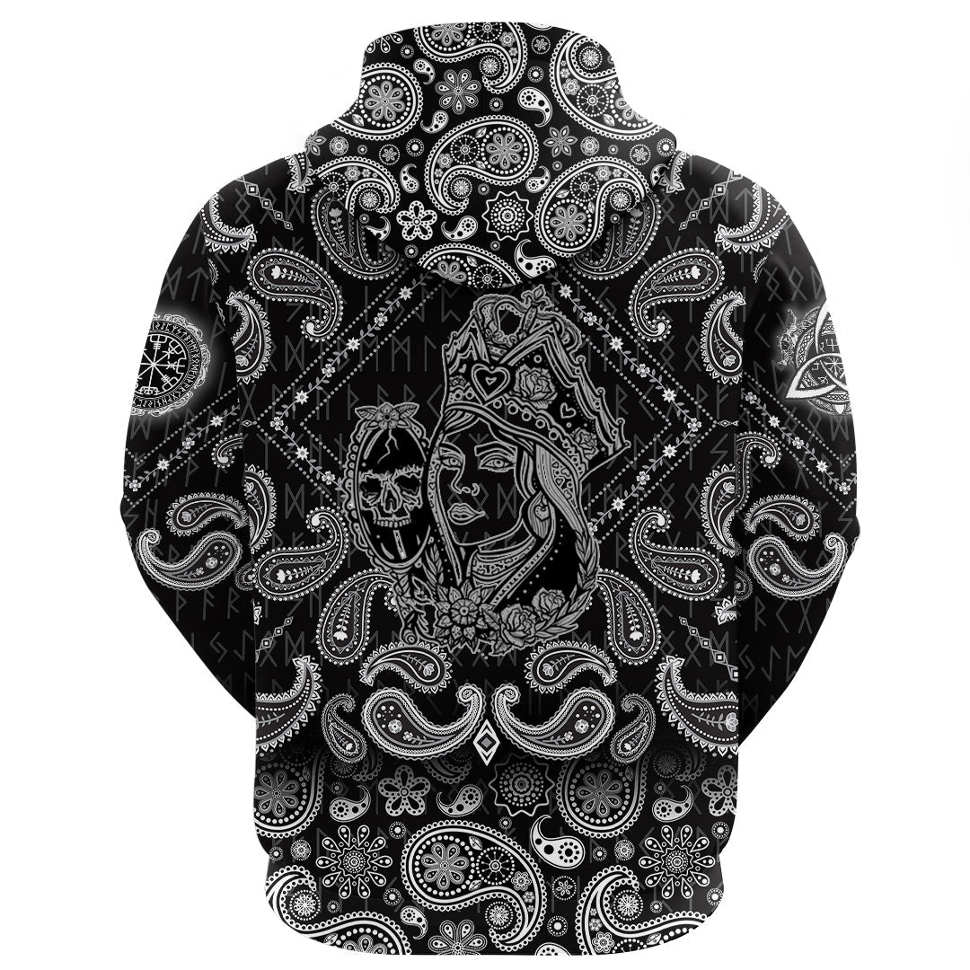 Viking Hoodie Medieval Castle Queen with Bandana Paisley Style RLT12 - Wonder Print Shop