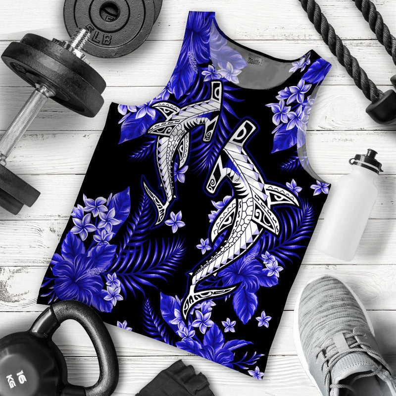 hawaii-summer-colorful-shark-men-tank-top-dark-blue
