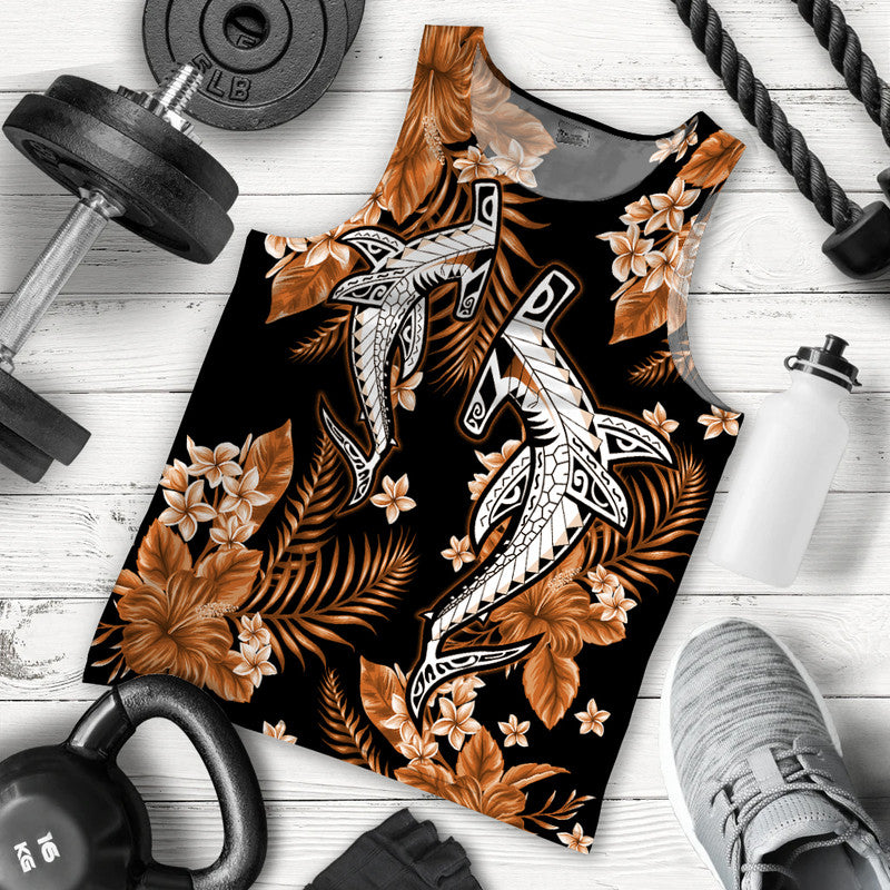 hawaii-summer-colorful-shark-men-tank-top-orange