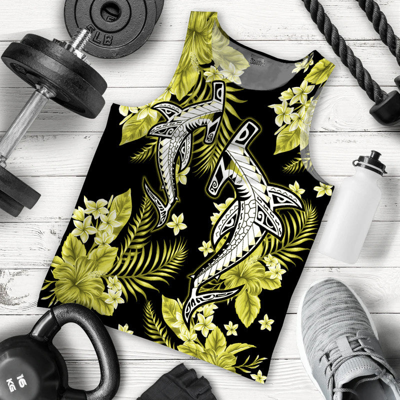 hawaii-summer-colorful-shark-men-tank-top-yellow