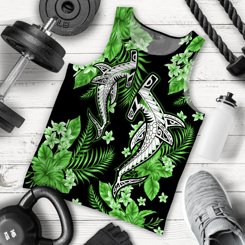 hawaii-summer-colorful-shark-men-tank-top-green