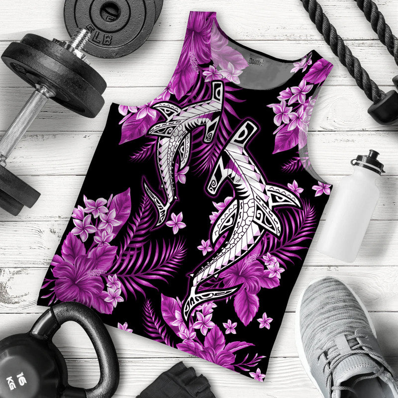 hawaii-summer-colorful-shark-men-tank-top-purple