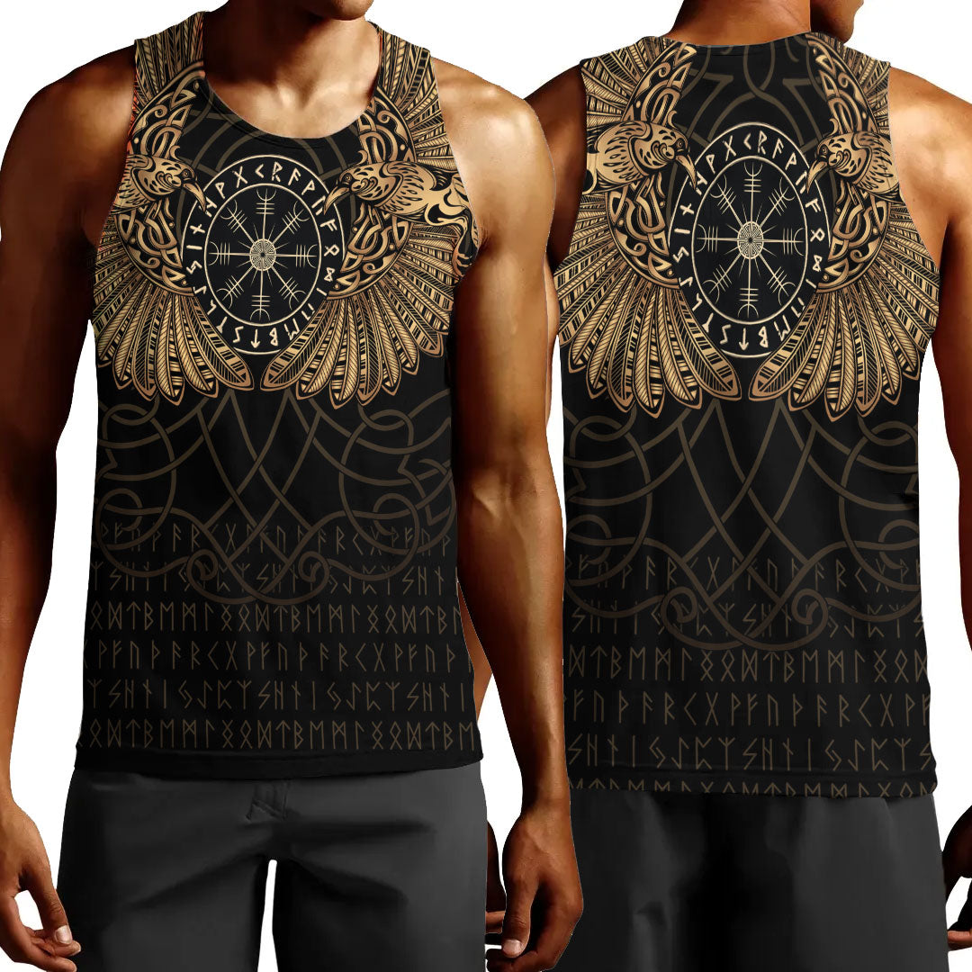 viking-clothing-viking-odins-celtic-two-ravens-gold-version-men-tank-top