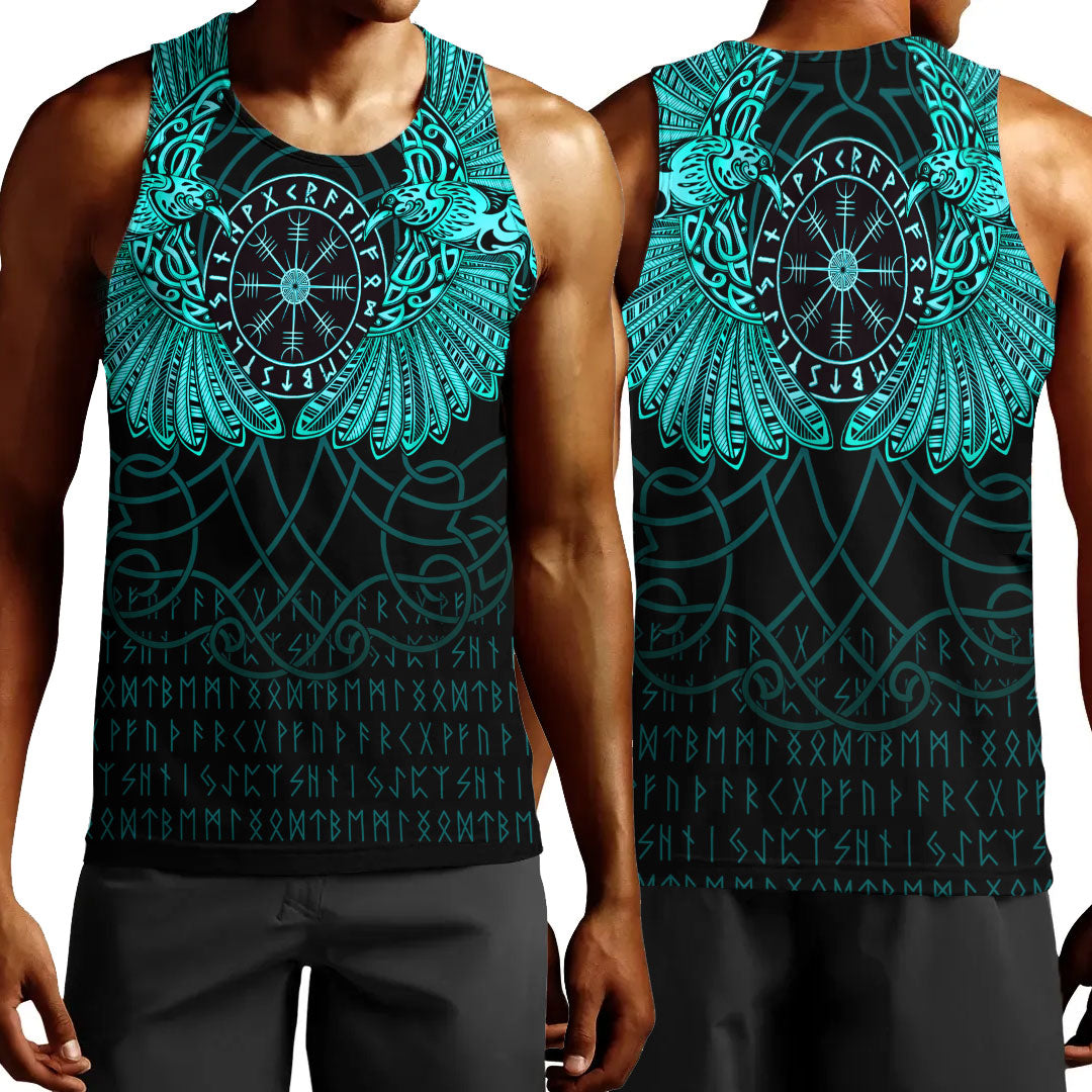 viking-clothing-viking-odins-celtic-two-ravens-cyan-version-men-tank-top