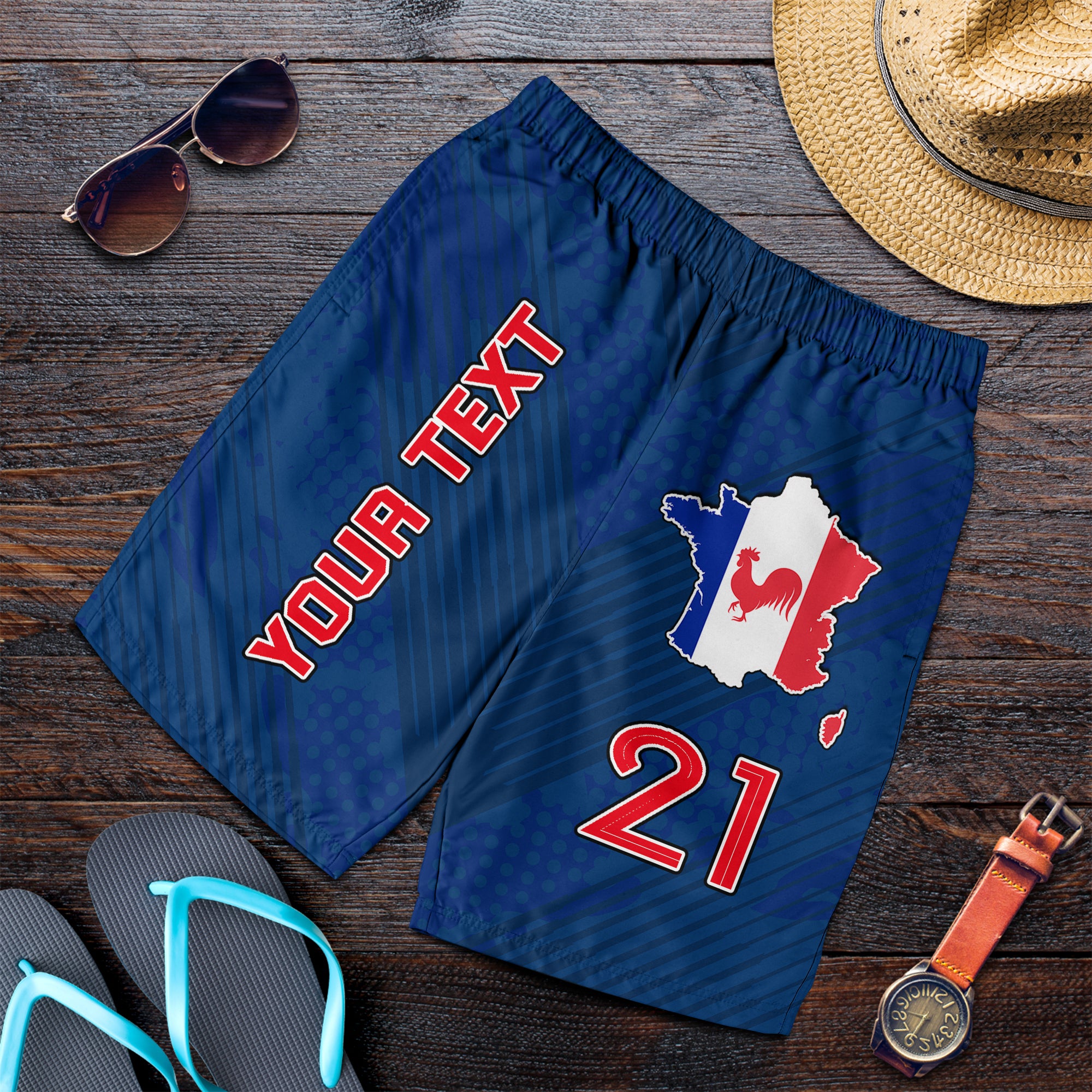 (Custom Personalised) France Football World Cup 2022 With Flag Map Men Shorts LT9
