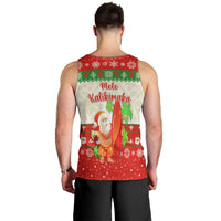 hawaii-christmas-men-tank-top-santa-claus-surfing-simple-style-beige-red