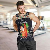 hawaii-christmas-men-tank-top-santa-claus-surfing-simple-style-navy