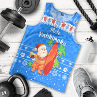 hawaii-christmas-men-tank-top-santa-claus-surfing-simple-style-blue