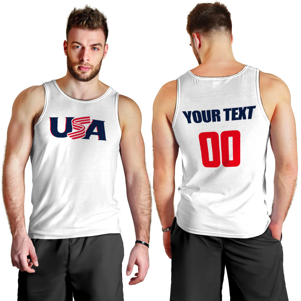 (Custom Personalised And Number) Baseball 2023 USA Men Tank Top White Style LT6