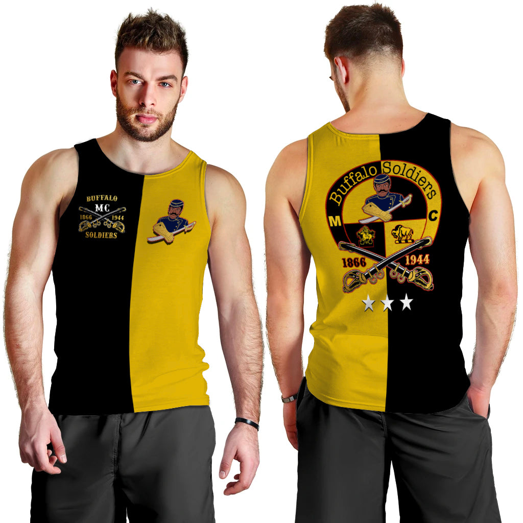 Buffalo Soldiers Men Tank Top Black-Gold Style LT6
