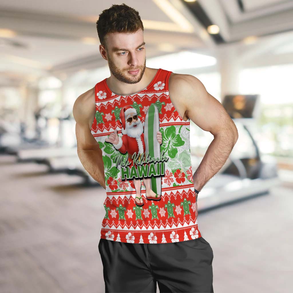 Hawaii Mele Kalikimaka Christmas Men's Tank Top Cool Santa Claus LT6