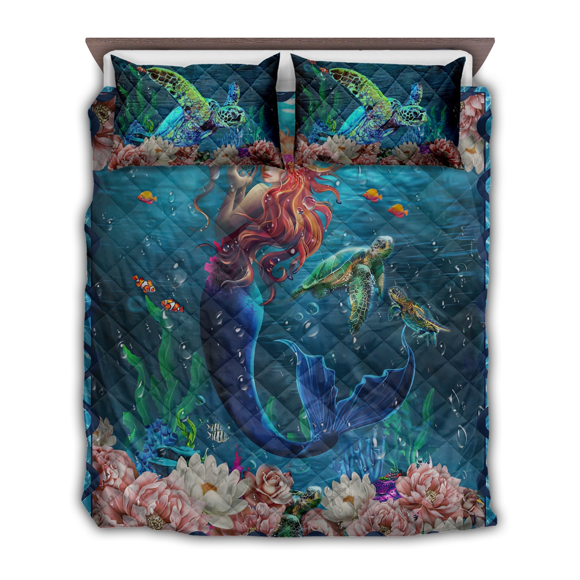 Mermaid Into The Ocean Quilt Bed Set - Wonder Print Shop