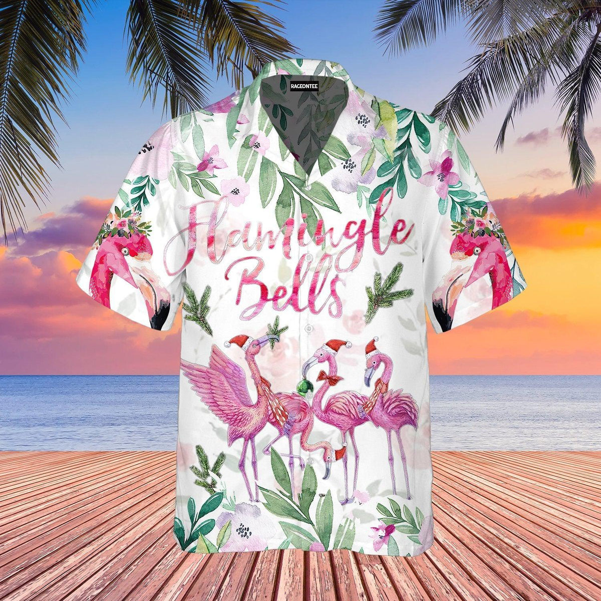 Merry Flamingo On Christmas Day Hawaiian Shirt - Wonder Print Shop