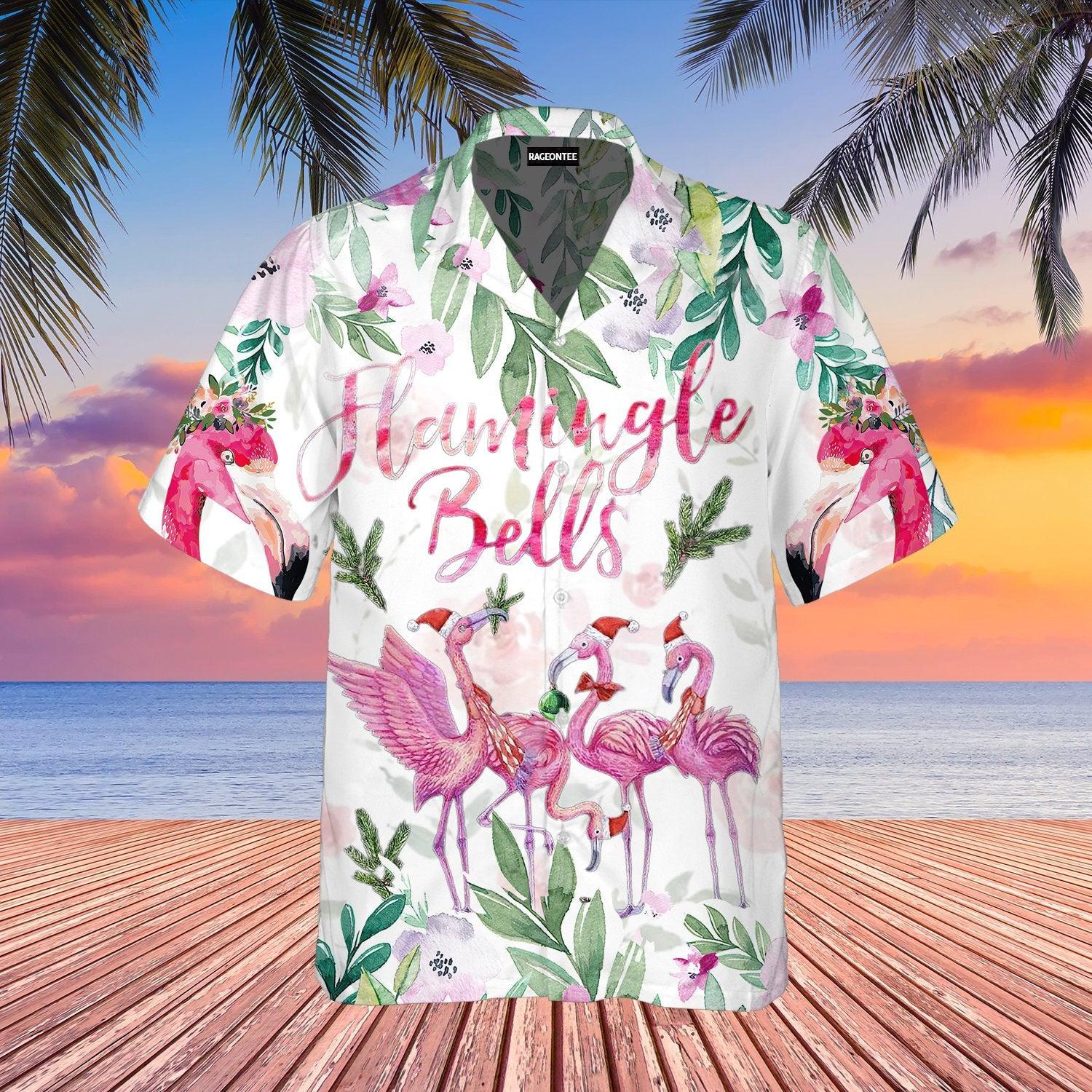 Merry Flamingo On Christmas Day Hawaiian Shirt - Wonder Print Shop