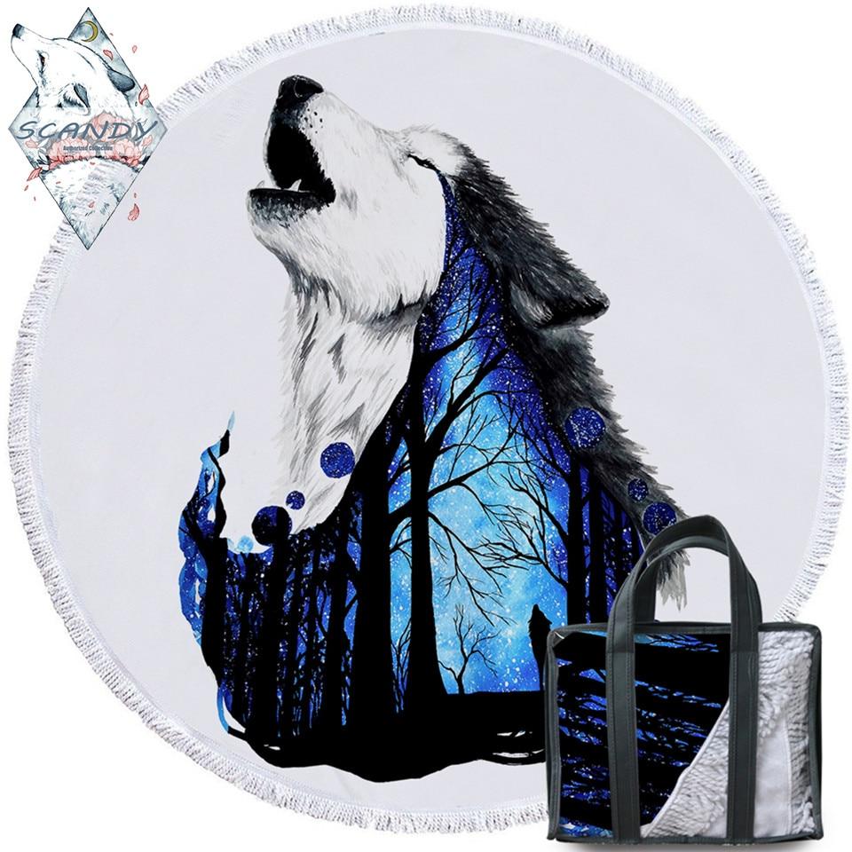 White Howling Wolf Native American Beach Towel LT10 - Wonder Print Shop