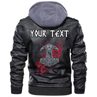 (Custom) Wonder Print Shop - Mjolnir Symbol Leather Jacket RLT12 - Wonder Print Shop