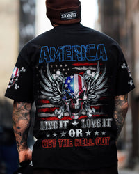 America Live It Love It Wings Skull Mens Patriotic T Shirt - Wonder Print Shop