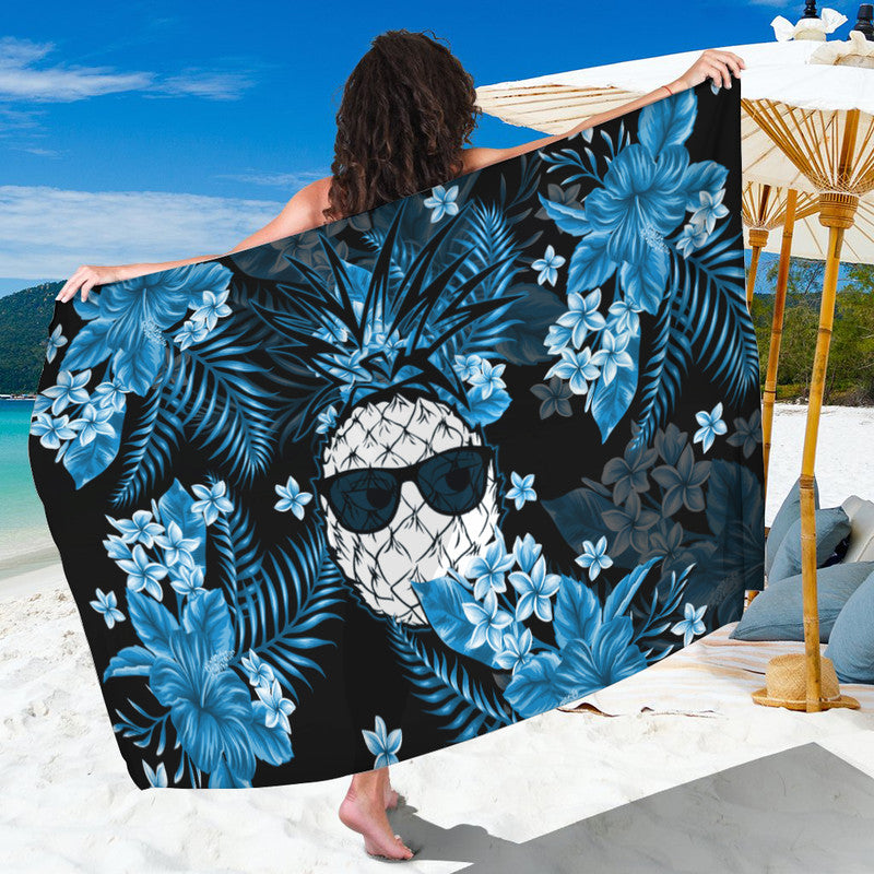 Hawaii Summer Colorful Pineapple Sarong Light Blue LT6 - Wonder Print Shop