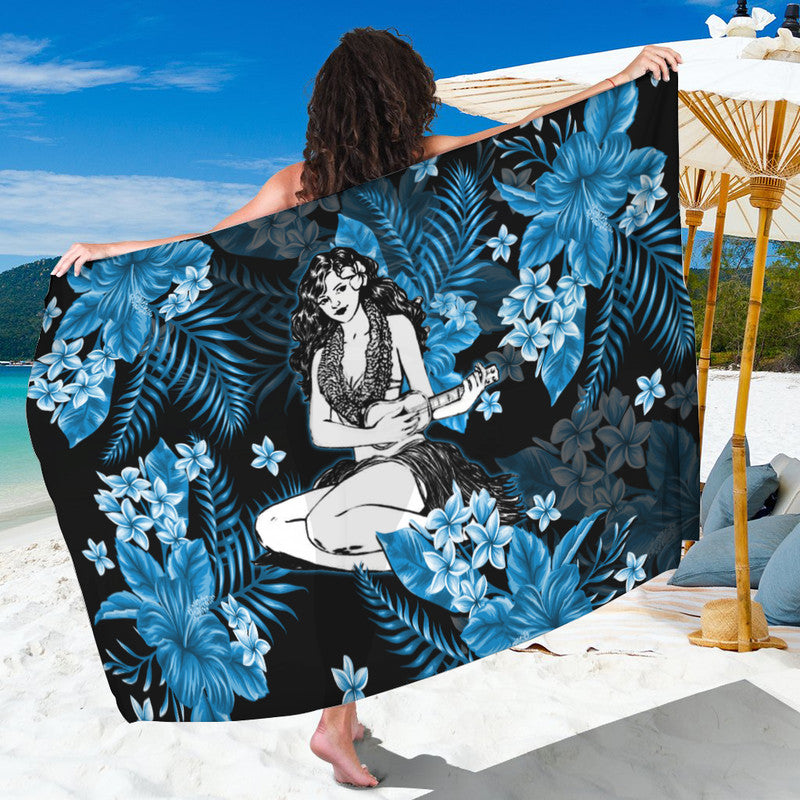 Hawaii Summer Colorful Hula Girl Sarong Grey LT6 - Wonder Print Shop