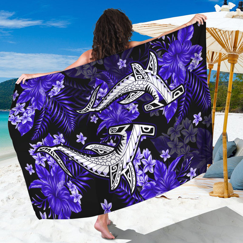 Hawaii Summer Colorful Shark Sarong Dark Blue LT6 - Wonder Print Shop
