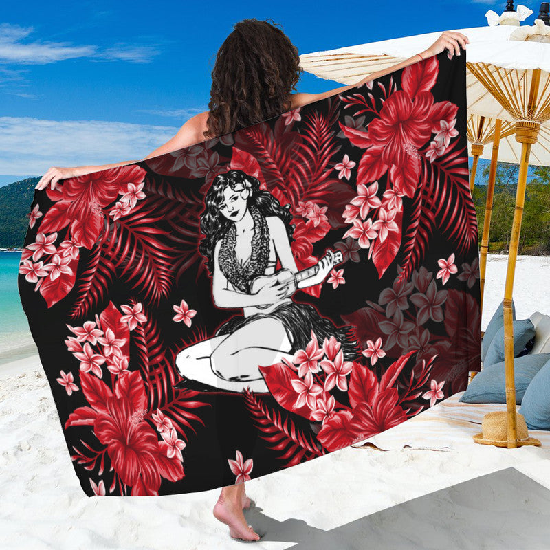 Hawaii Summer Colorful Hula Girl Sarong Dark Blue LT6 - Wonder Print Shop