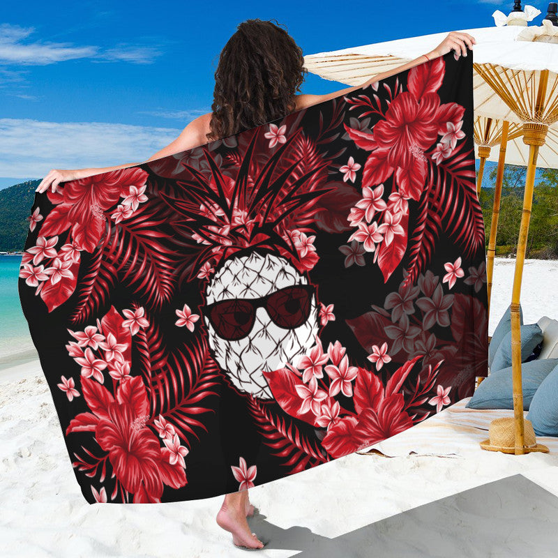 Hawaii Summer Colorful Pineapple Sarong Dark Blue LT6 - Wonder Print Shop
