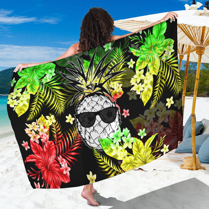 Hawaii Summer Colorful Pineapple Sarong Green LT6 - Wonder Print Shop