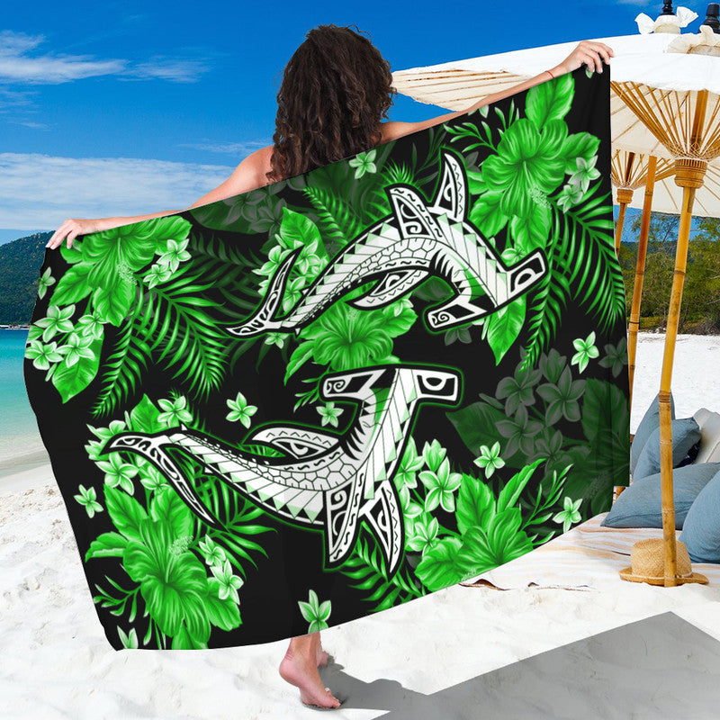 Hawaii Summer Colorful Shark Sarong Green LT6 - Wonder Print Shop
