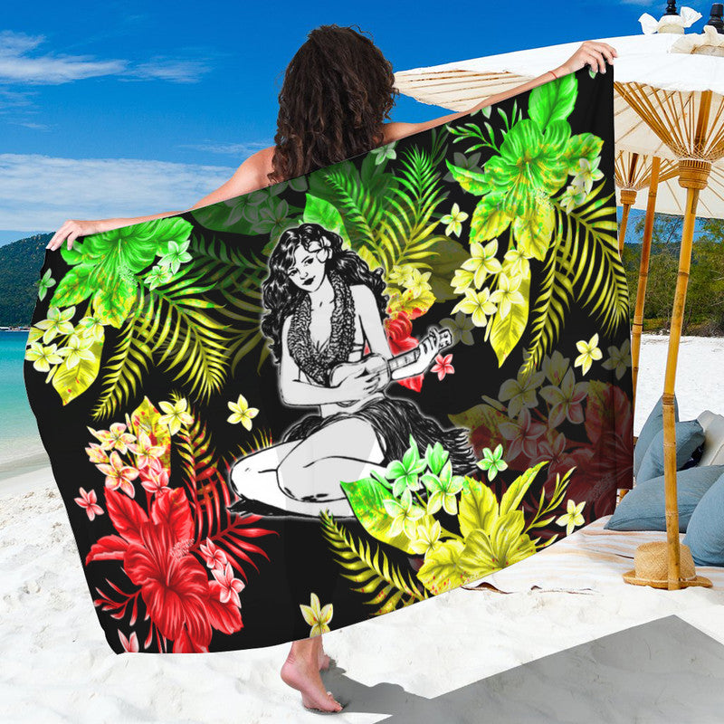 Hawaii Summer Colorful Hula Girl Sarong Green LT6 - Wonder Print Shop