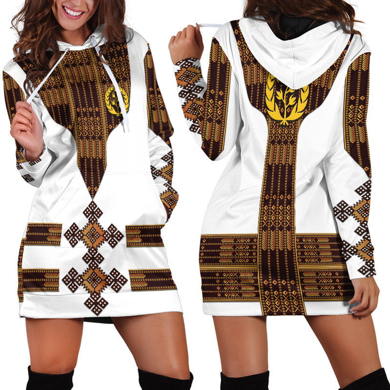 Eritrea Hoodie Dress Fancy Tibeb Vibes - White LT8 - Wonder Print Shop