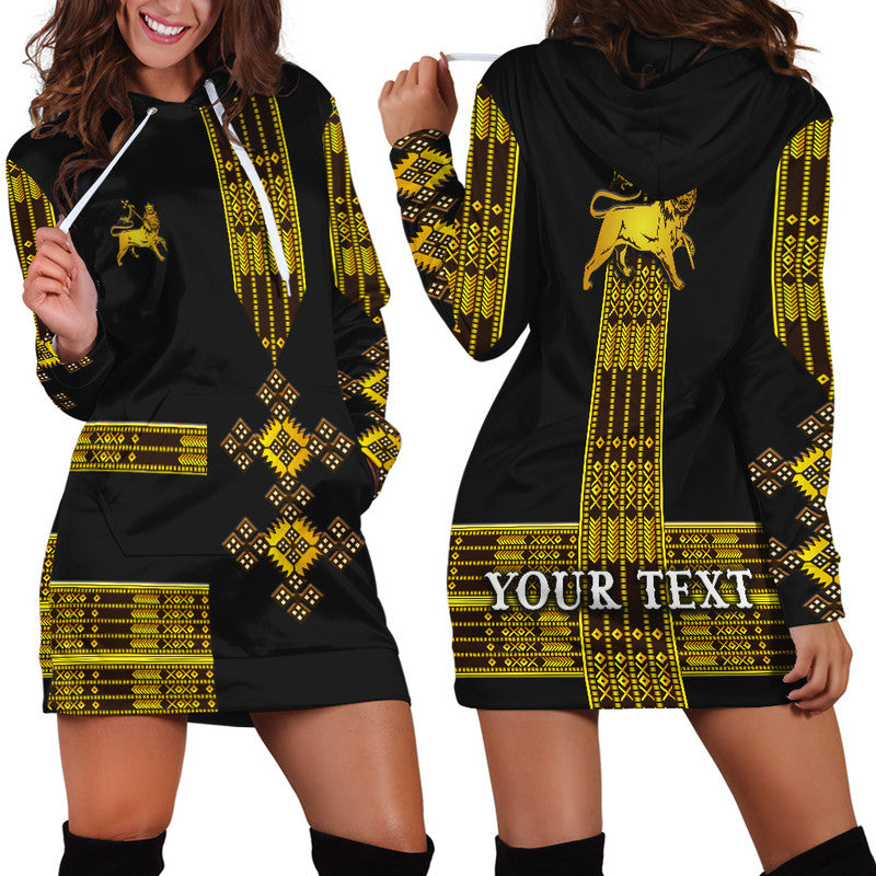 custom-personalised-ethiopia-hoodie-dress-ethiopian-lion-of-judah-simple-tibeb-style-black