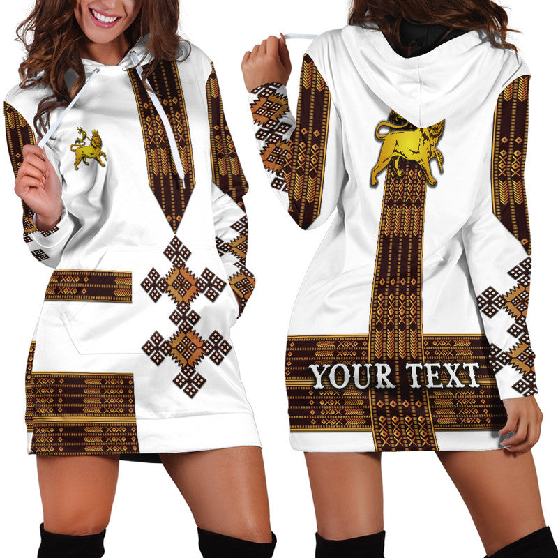 (Custom Personalised) Ethiopia Hoodie Dress Ethiopian Lion Of Judah Simple Tibeb Style - White LT8 - Wonder Print Shop