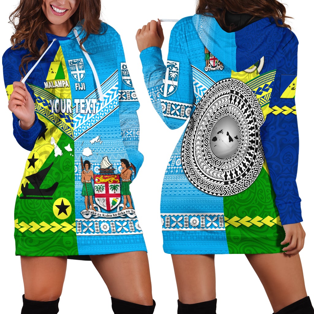 (Custom Personalised) Vanuatu Malampa Province And Fiji Hoodie Dress Together LT8 - Wonder Print Shop