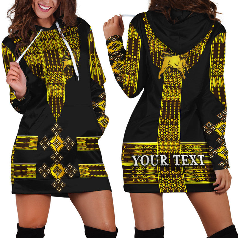 (Custom Personalised) Ethiopia Hoodie Dress Ethiopian Lion Of Judah Tibeb Vibes - Black LT8 - Wonder Print Shop