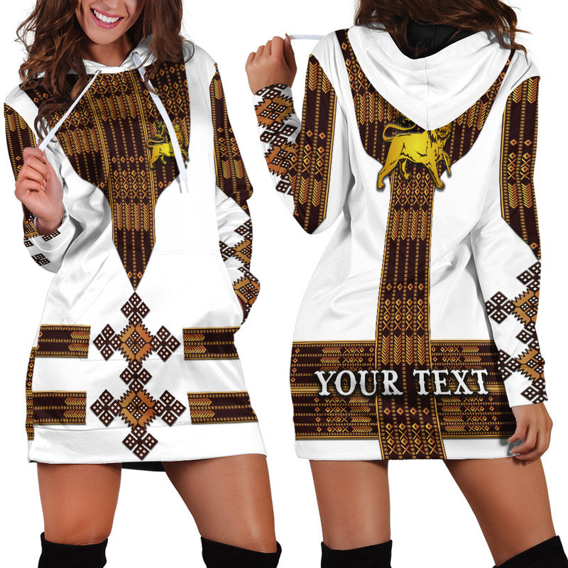 (Custom Personalised) Ethiopia Hoodie Dress Ethiopian Lion Of Judah Tibeb Vibes - White LT8 - Wonder Print Shop