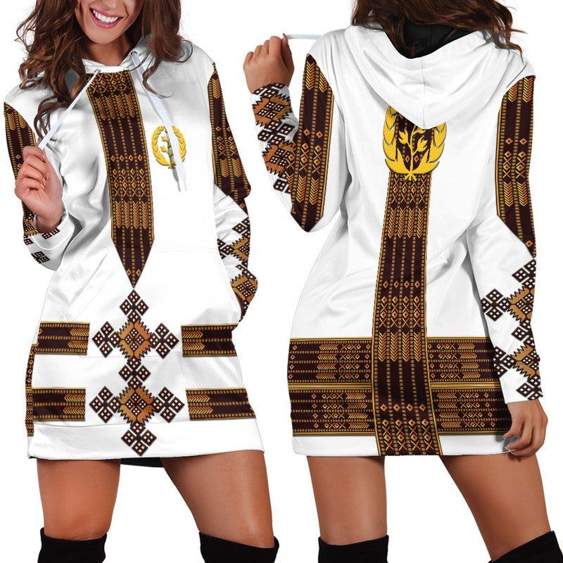 Eritrea Hoodie Dress Fancy Tibeb Vibes NO.1 Ver - White LT8 - Wonder Print Shop