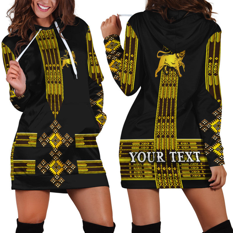 (Custom Personalised) Ethiopia Hoodie Dress Ethiopian Lion Of Judah Tibeb Vibes NO.1 Ver - Black LT8 - Wonder Print Shop