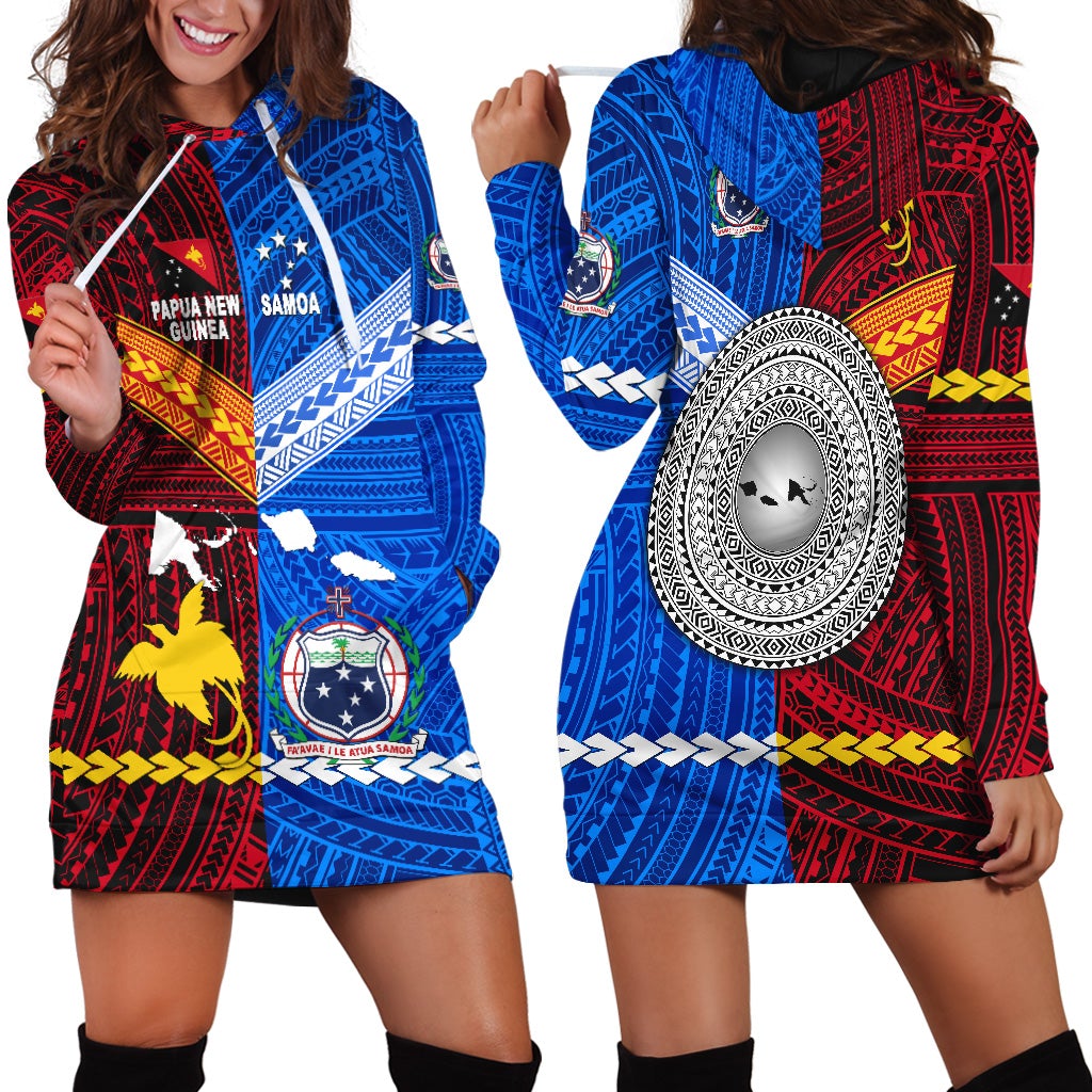 Papua New Guinea and Samoa Together Hoodie Dress LT8 - Wonder Print Shop