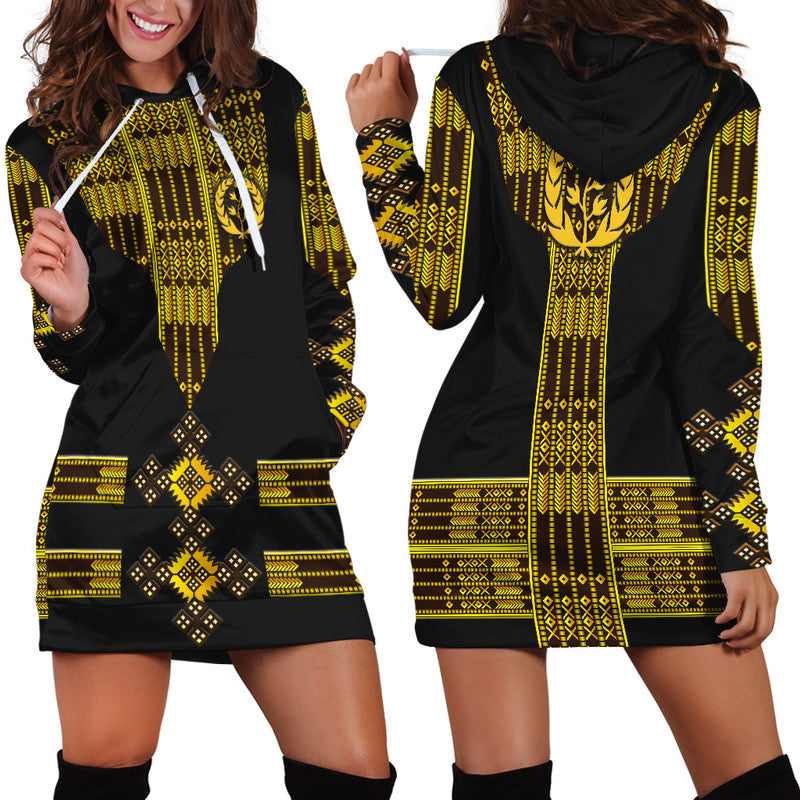 Eritrea Hoodie Dress Fancy Tibeb Vibes - Black LT8 - Wonder Print Shop