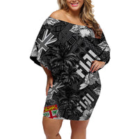Fiji Hibiscus Off Shoulder Short Dress Hawaii Style No.3 LT6 - Wonder Print Shop