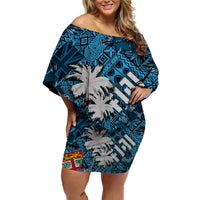 Fiji Hibiscus Off Shoulder Short Dress Hawaii Style No.1 LT6 - Wonder Print Shop