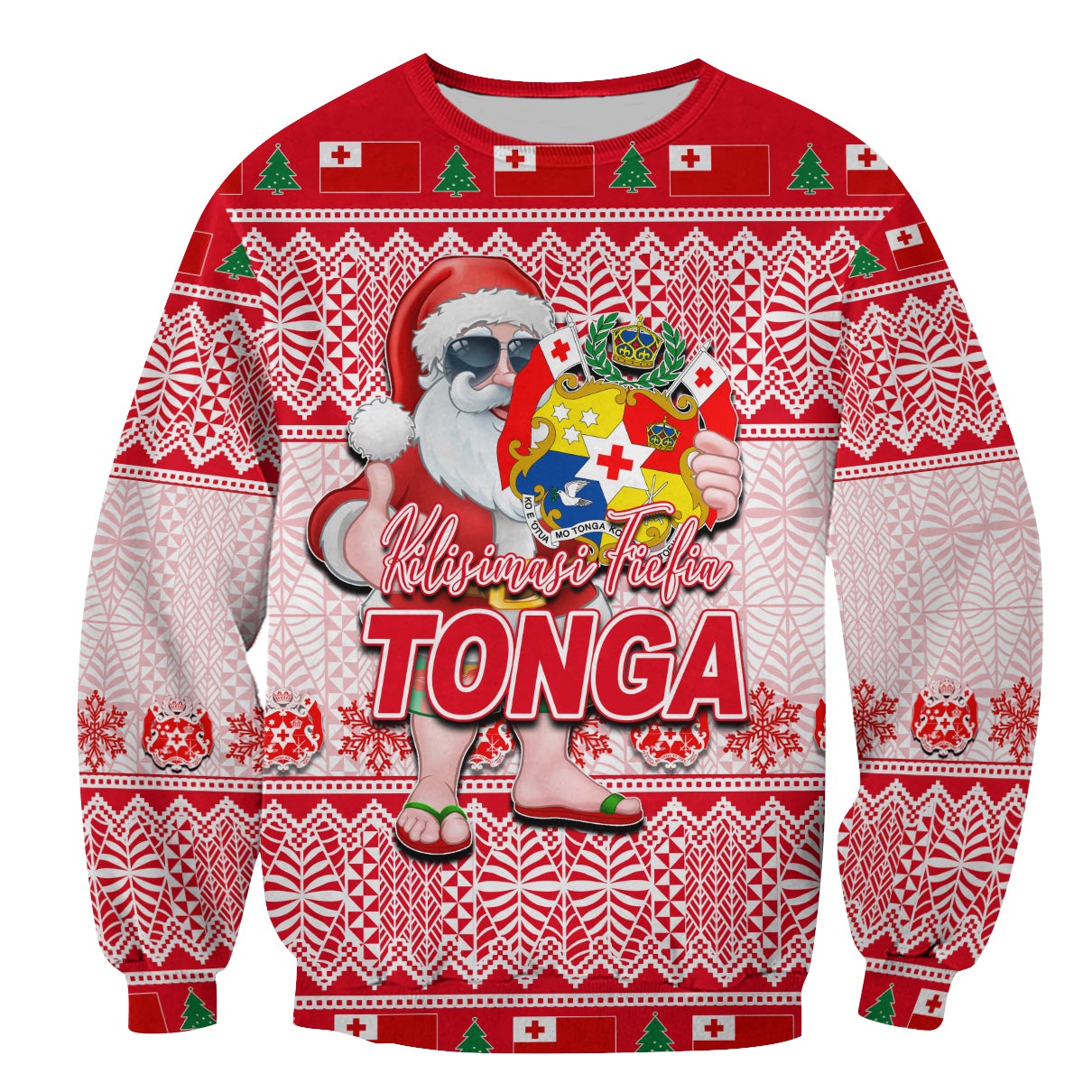 Tonga Christmas Sweatshirt Cool Santa Claus LT6 - Wonder Print Shop
