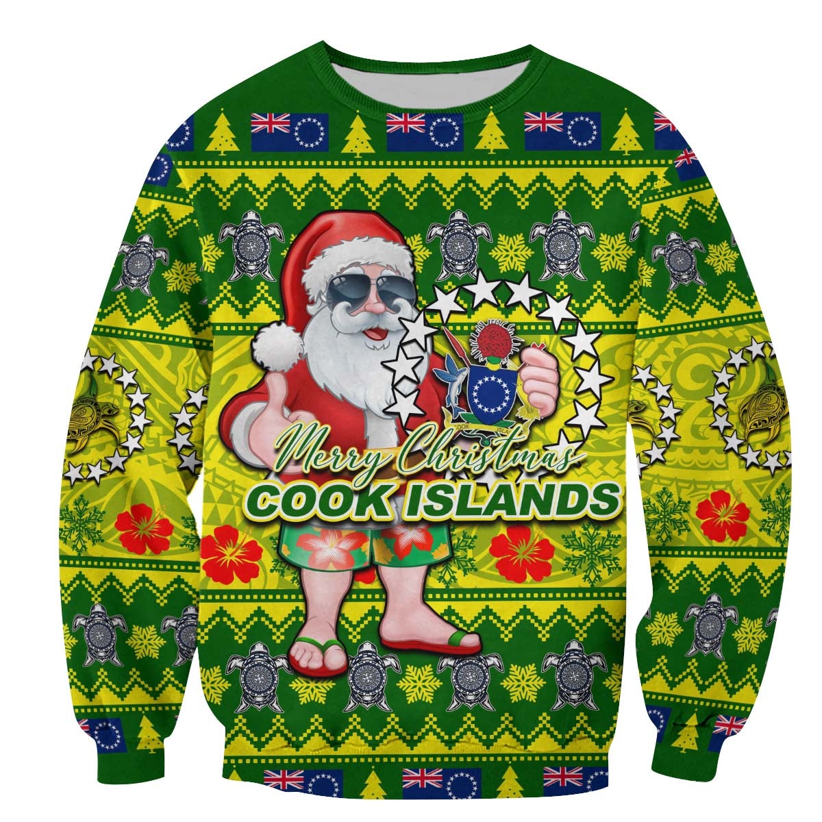 Cook Islands  Christmas Sweatshirt Cool Santa Claus LT6 - Wonder Print Shop