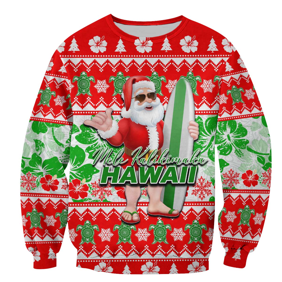 Hawaii Mele Kalikimaka Christmas Sweatshirt Cool Santa Claus LT6 - Wonder Print Shop