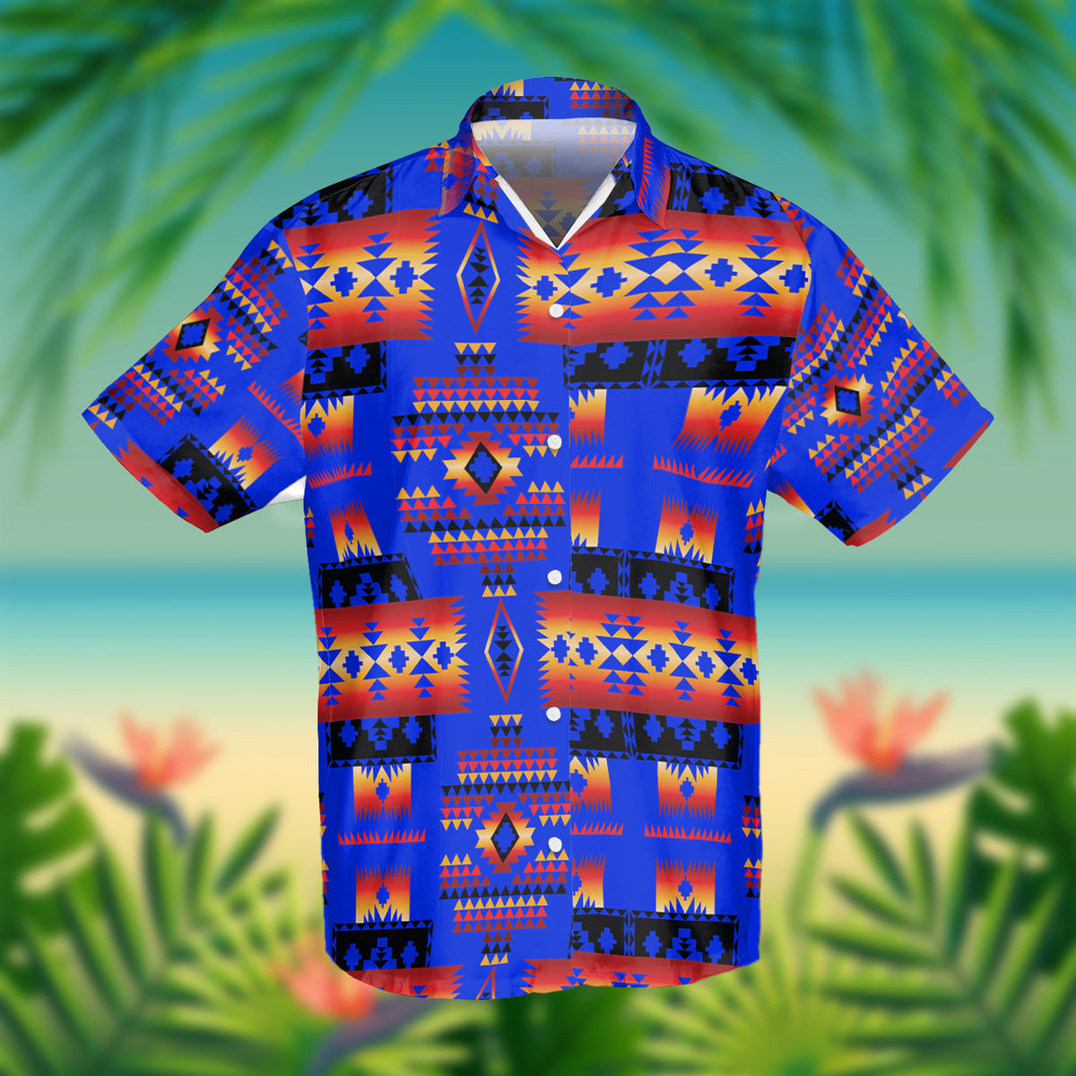 Blue Native Tribes Pattern Native American Hawaiian Shirt 3D Style Blue LT10 - Wonder Print Shop
