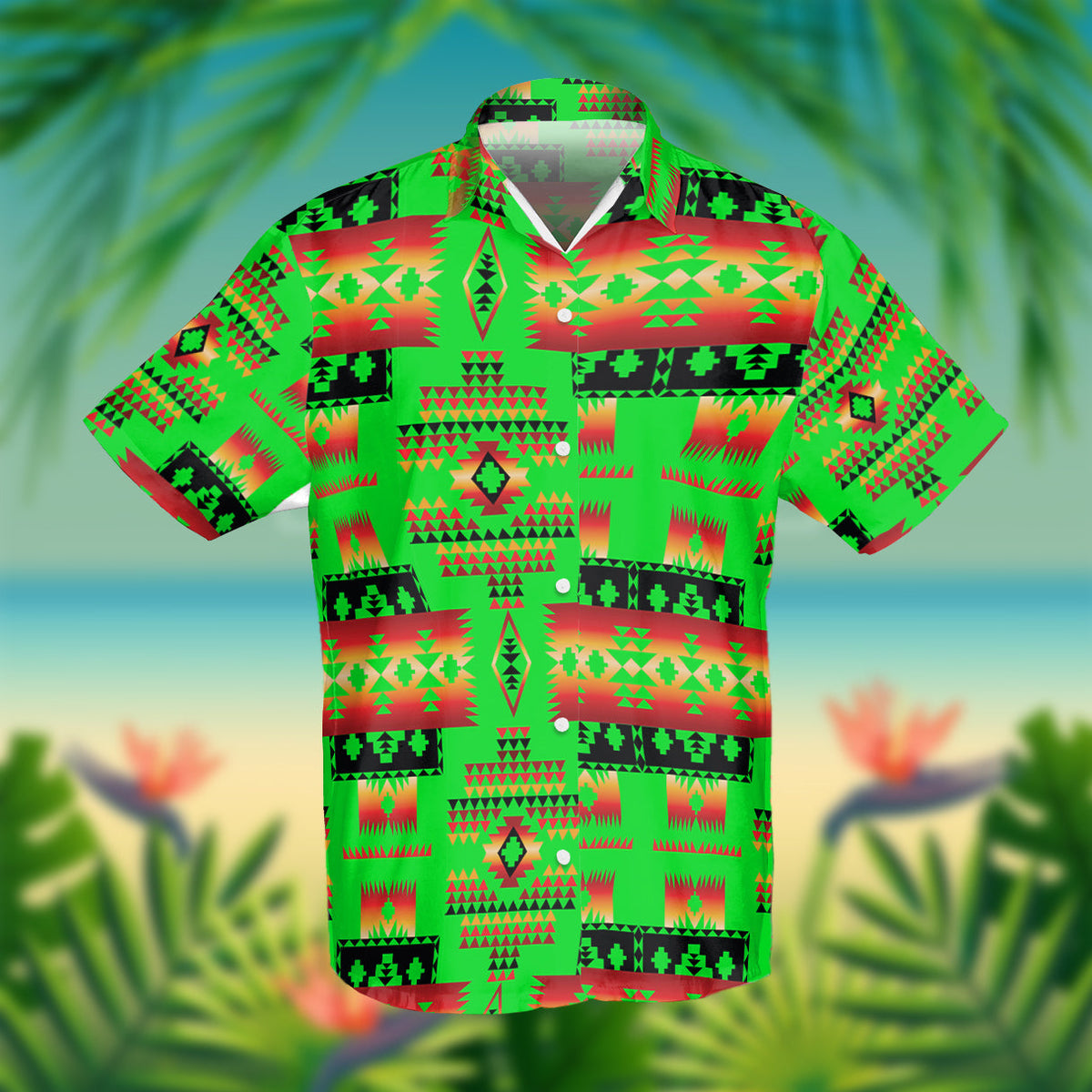 Green Tribes Pattern Native American Hawaiian Shirt 3D LT10 - Wonder Print Shop